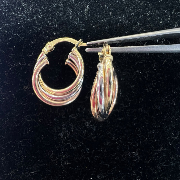 Small Tri-color Twist Hoops