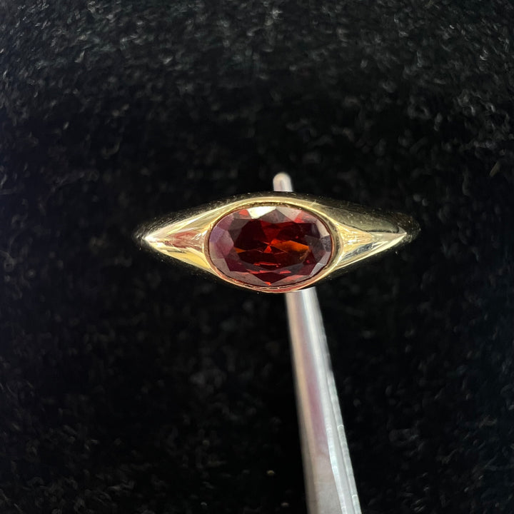 Oval Garnet Signet Ring (CZ)