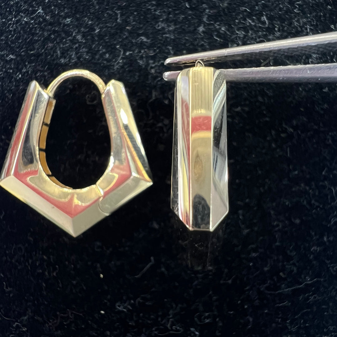 Large Beveled Teardrop Huggies