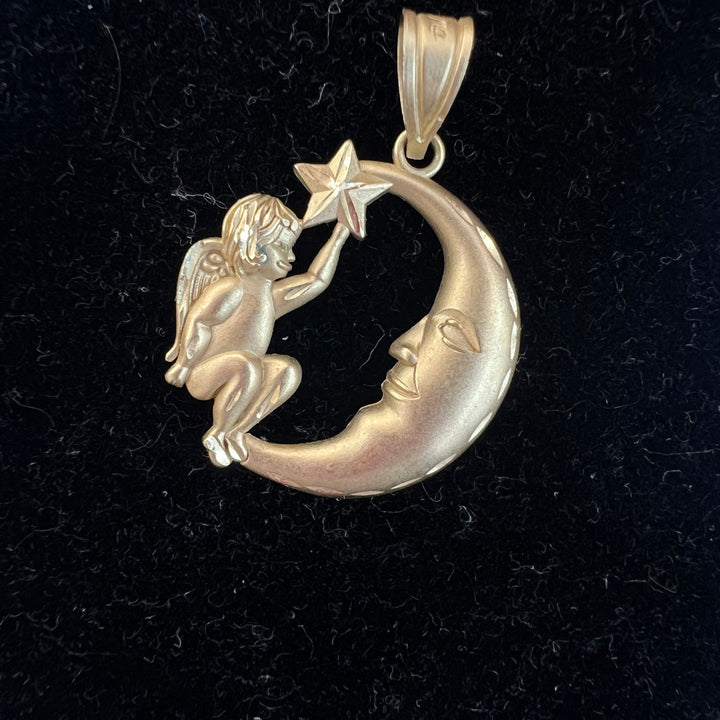 Large Angel Star Crescent Charm