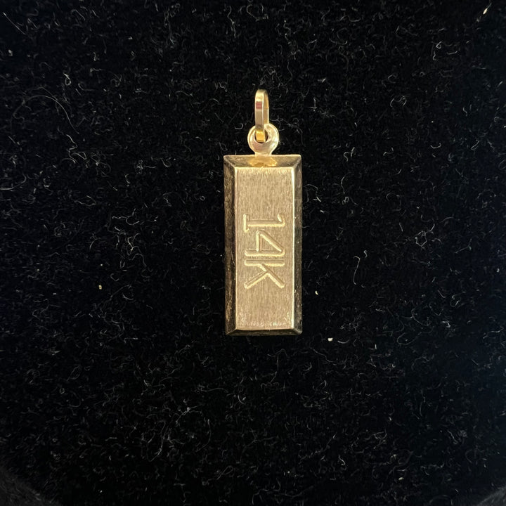 Puffed 14k Gold Bar Charm