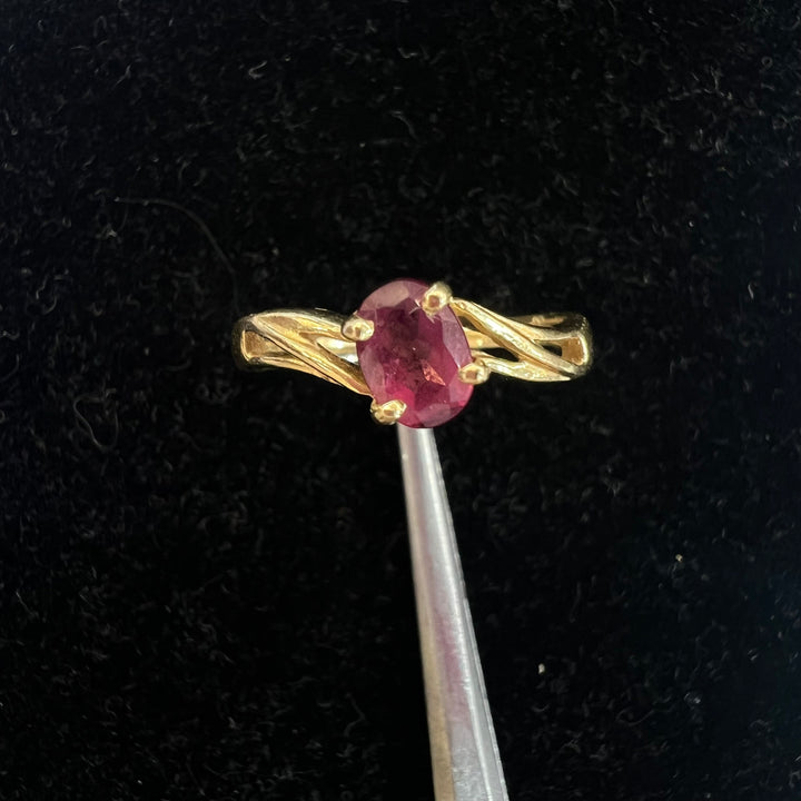 Oval Pink Tourmaline Twist Ring