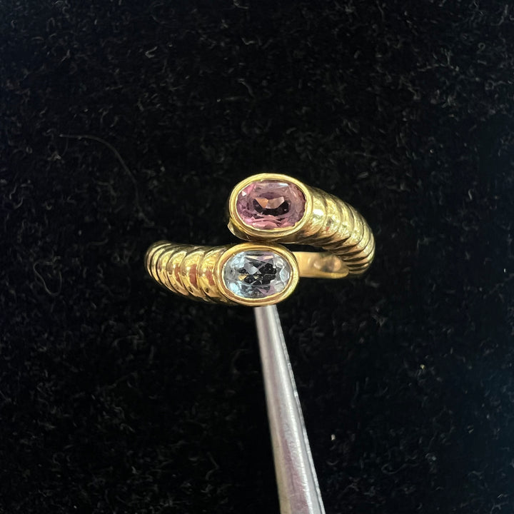 Bubblegum Shrimp Ring (Pink and Blue Topaz)