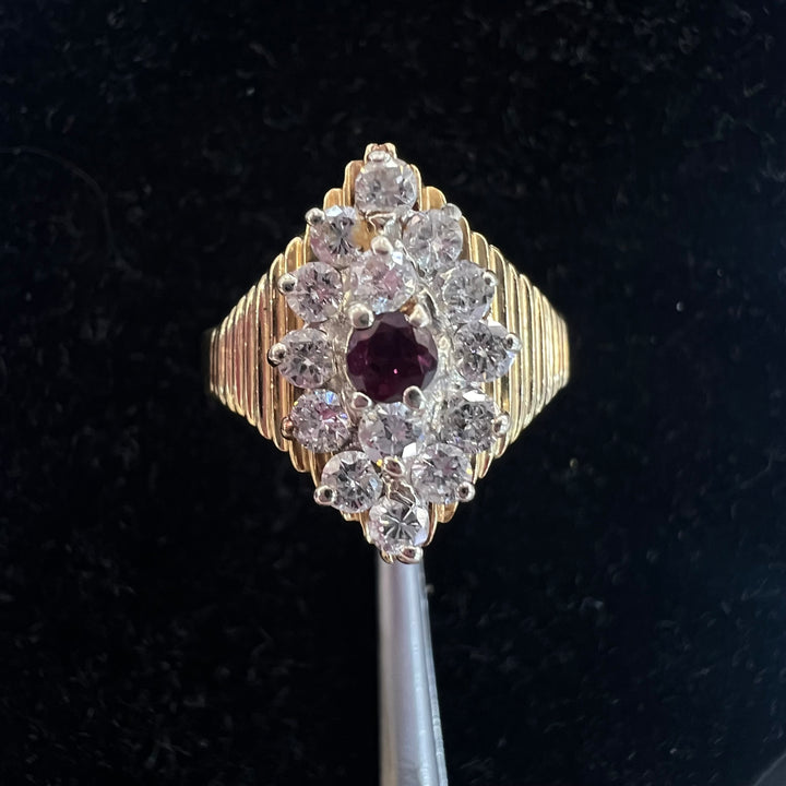 Diamond Garnet Marquise Flowerbed Ring