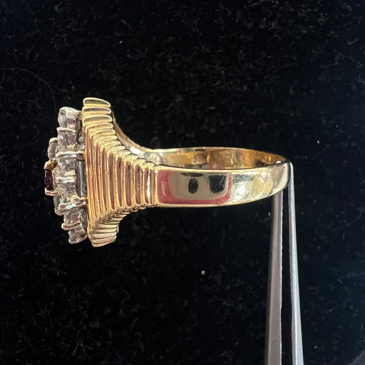 Diamond Garnet Marquise Flowerbed Ring