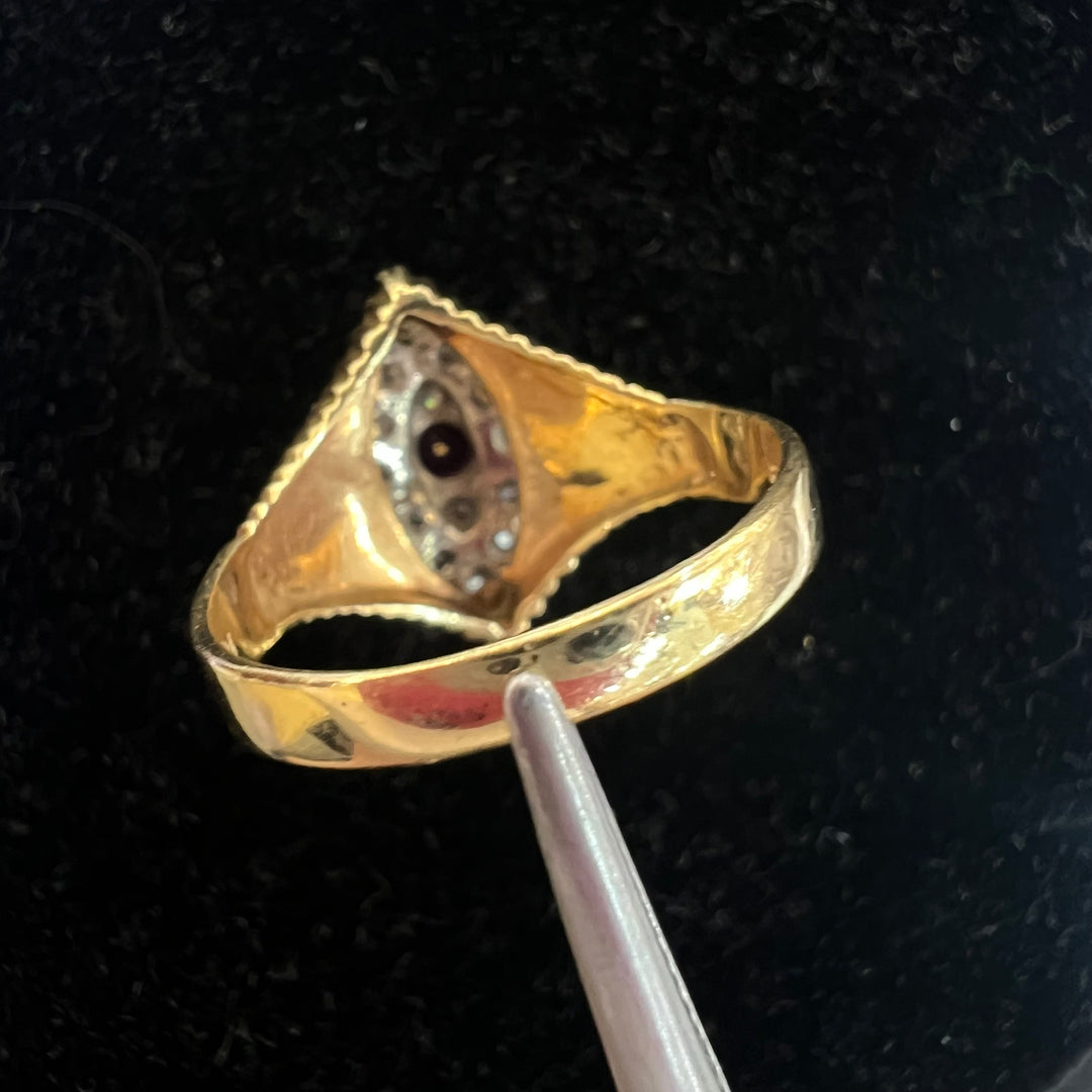 Diamond Garnet Marquise Flowerbed Ring