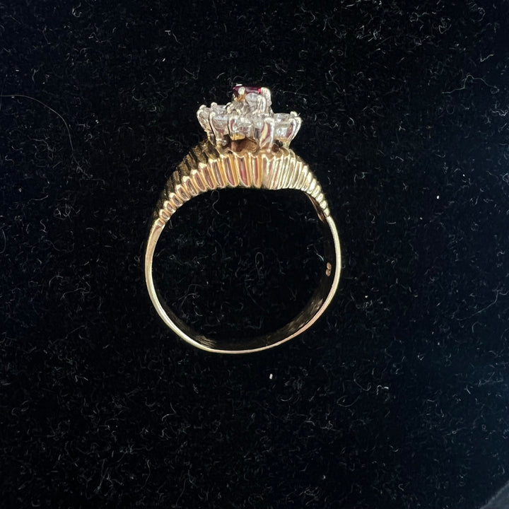 Diamond Garnet Marquise Flowerbed Ring