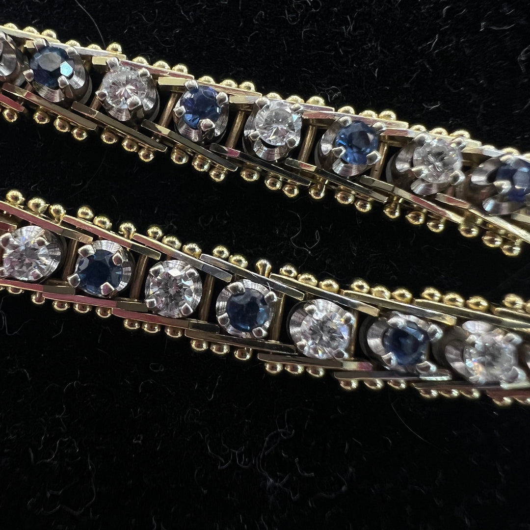 Diamond Sapphire Milgrain Tennis Bracelet