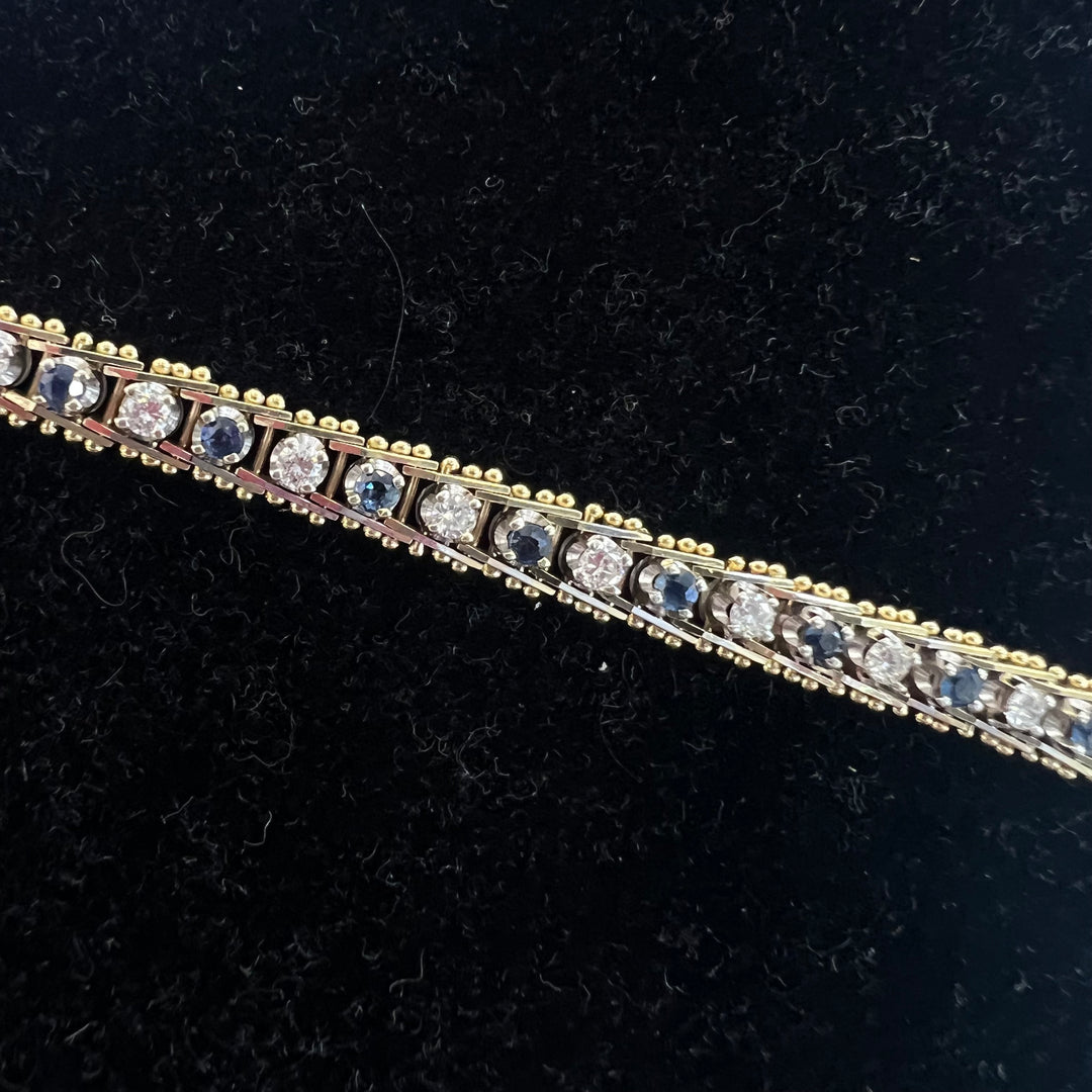 Diamond Sapphire Milgrain Tennis Bracelet