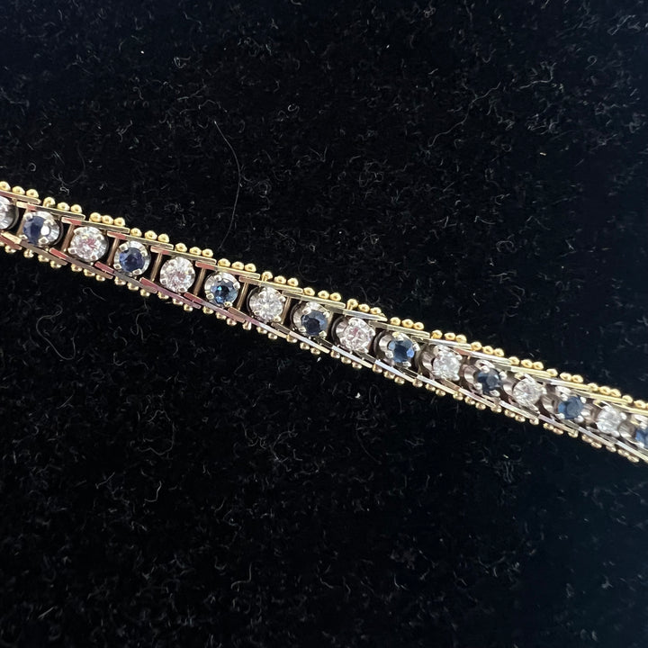 Diamond Sapphire Milgrain Tennis Bracelet