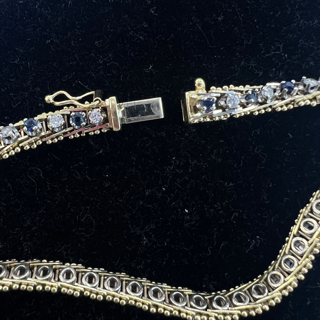 Diamond Sapphire Milgrain Tennis Bracelet