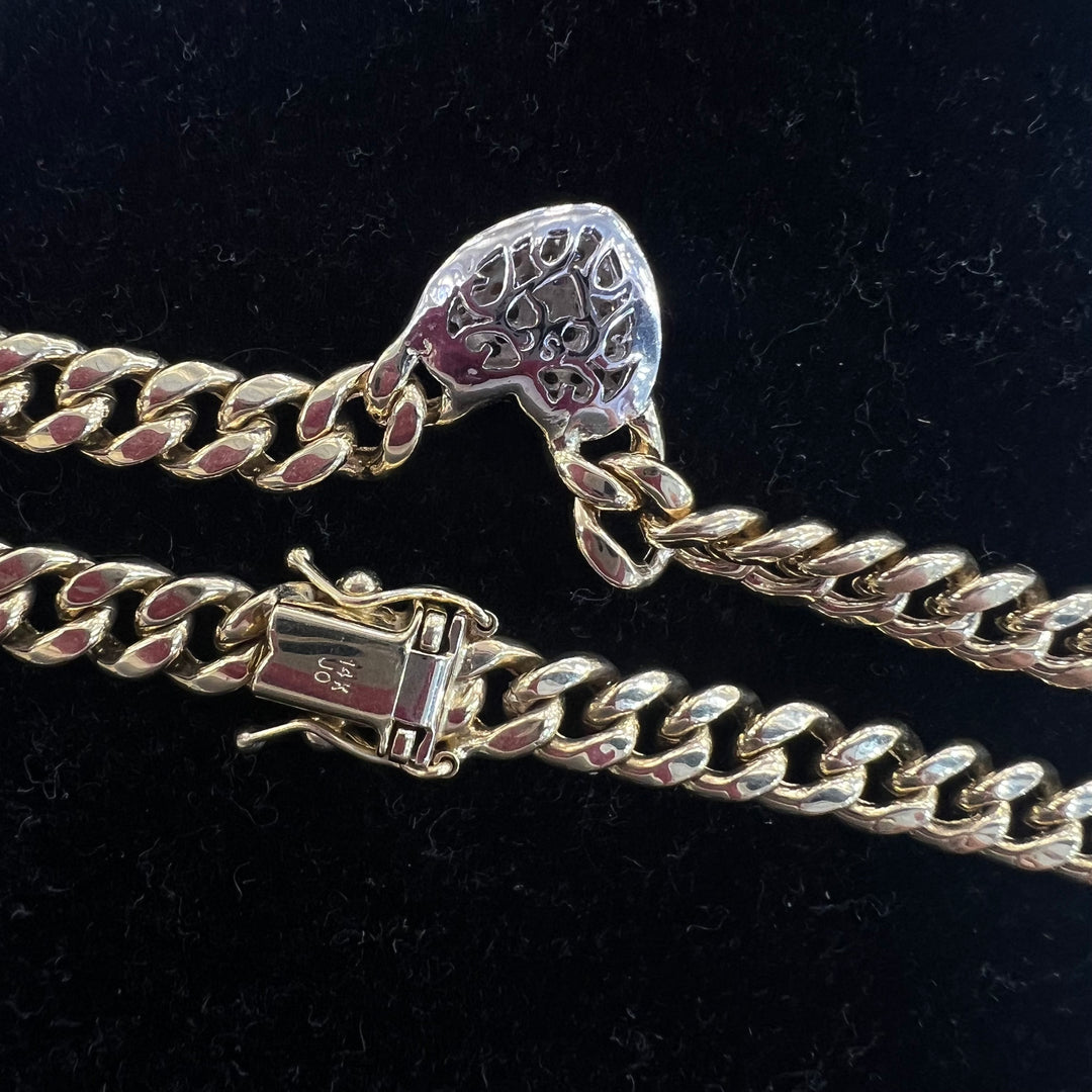 Diamond Heart Curb V-Shaped Necklace