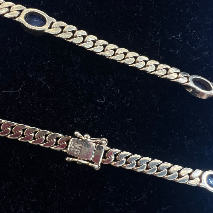 18k Sapphire Cabochon Curb Choker Necklace