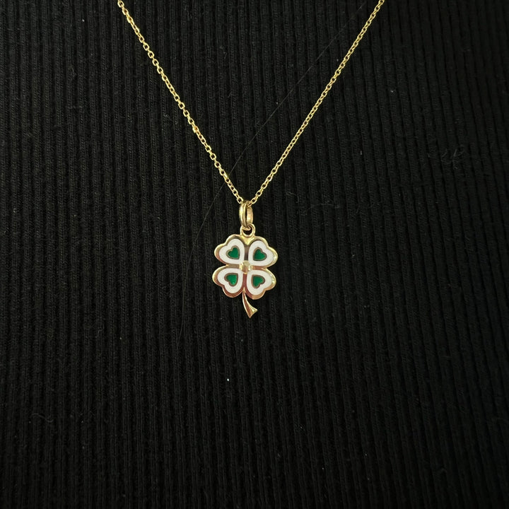 Green and White Leaf Clover Charm