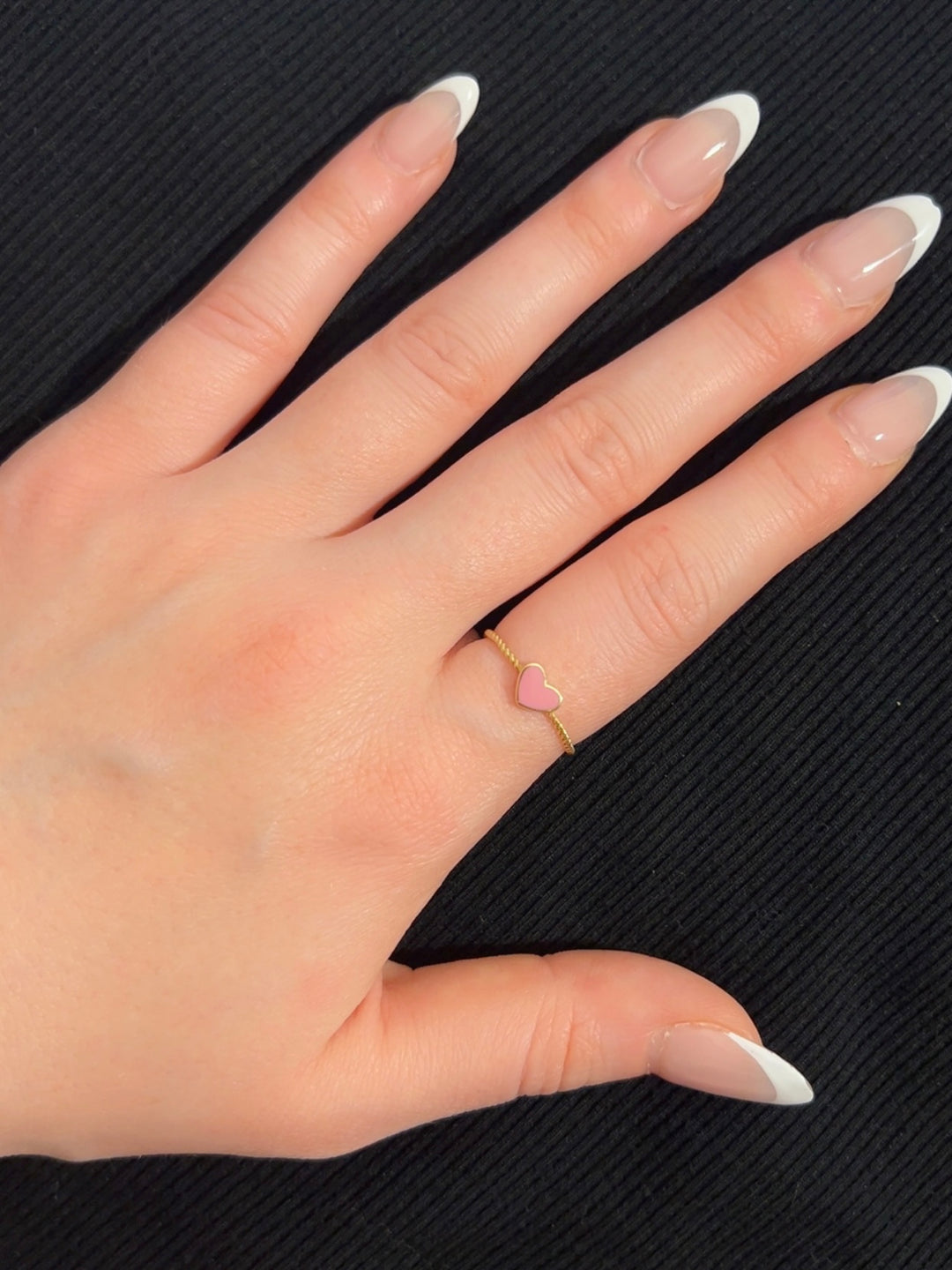 Dainty Pink Heart Twist Ring