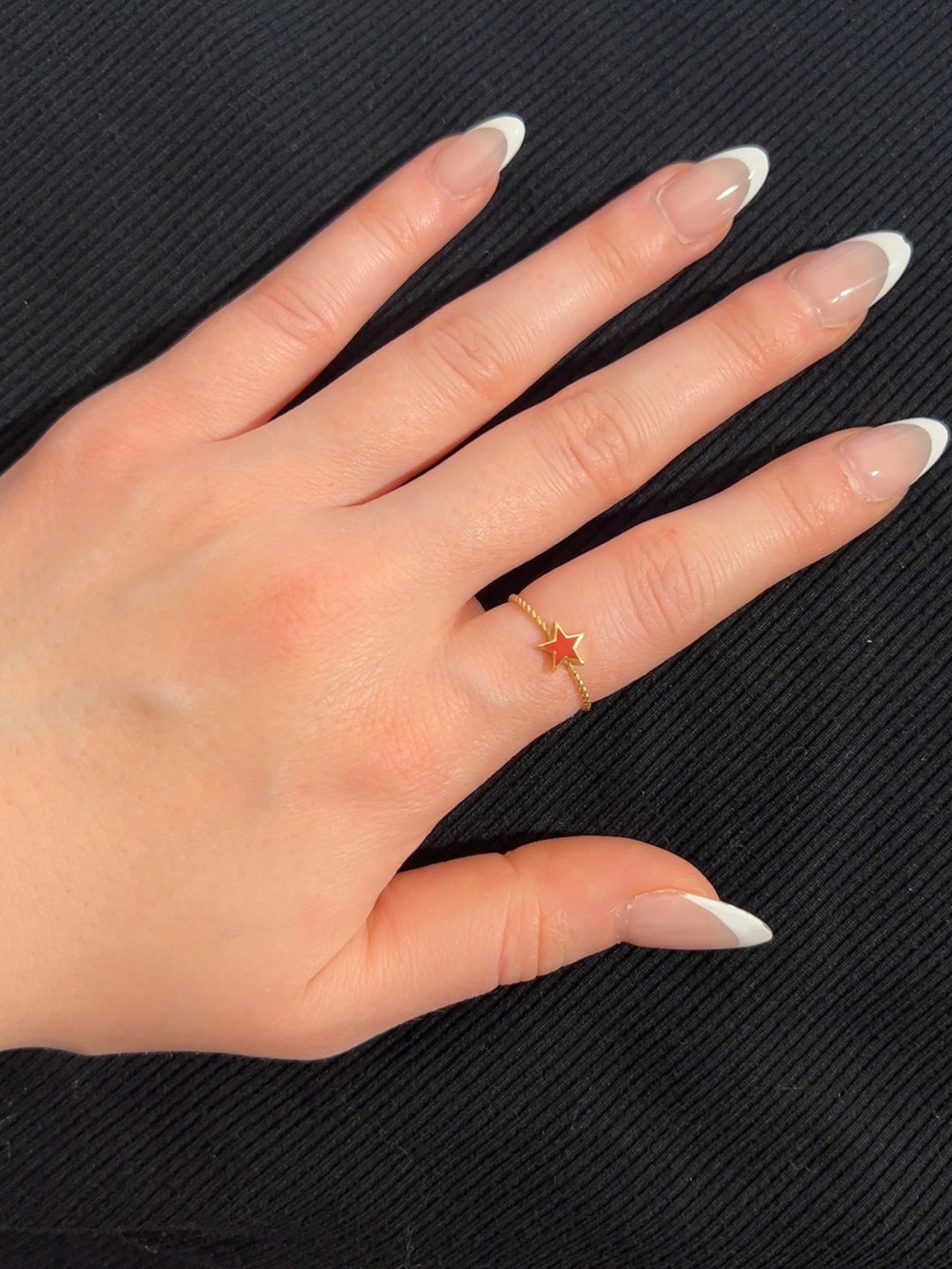 Dainty Red Star Twist Ring