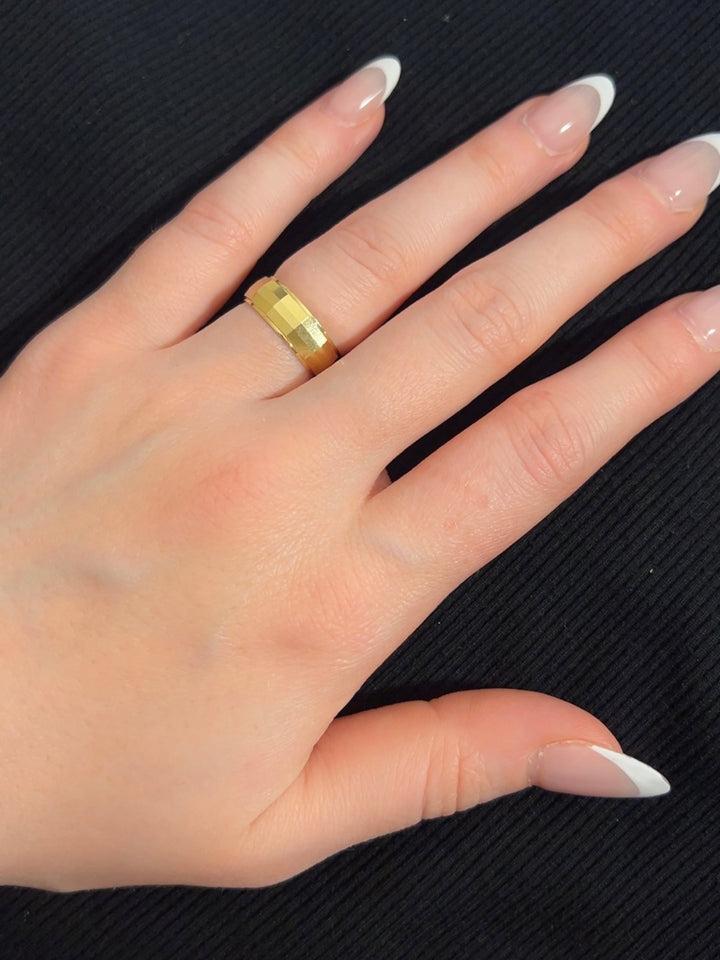 Faceted Cigar Band Ring