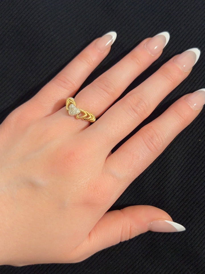 Tapered Diamond Leveled Heart Ring