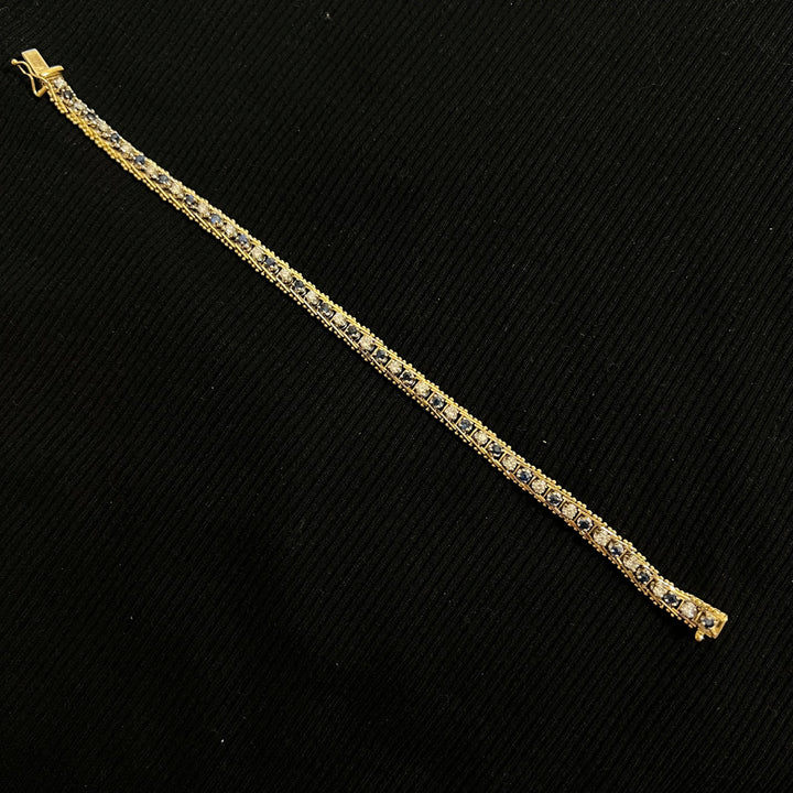 Diamond Sapphire Milgrain Tennis Bracelet