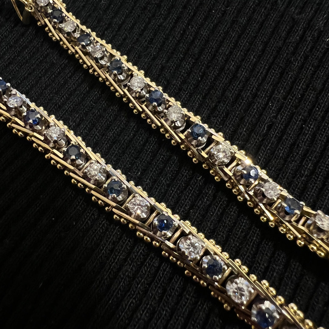 Diamond Sapphire Milgrain Tennis Bracelet