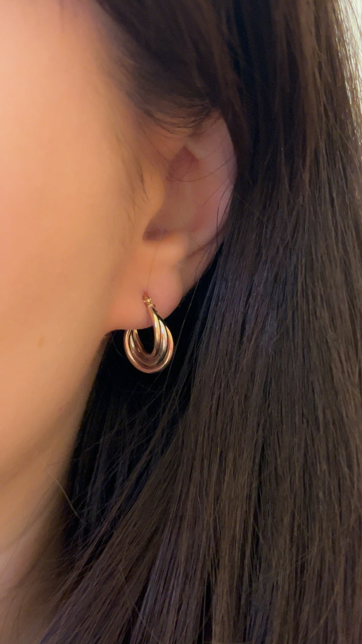 Small Tri-color Twist Hoops