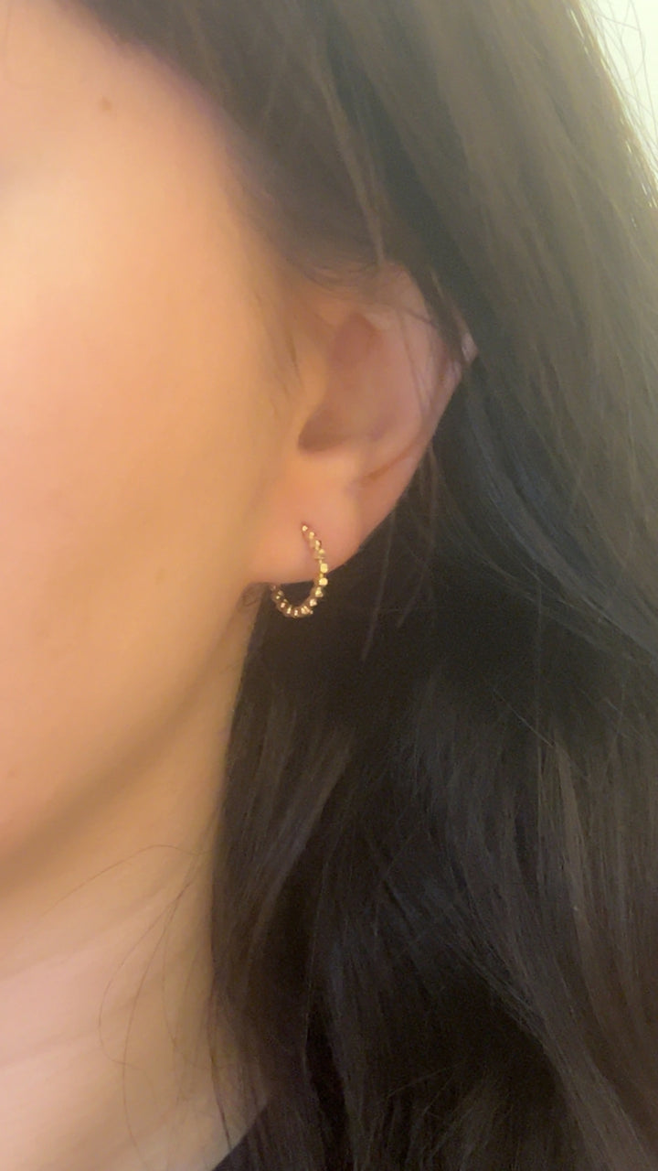 Mini Diamond Cut Ball Huggies