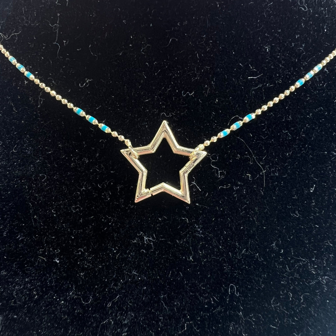 Star Charm Holder Necklace (Blue)