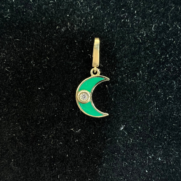 Turquoise Green Crescent Charm