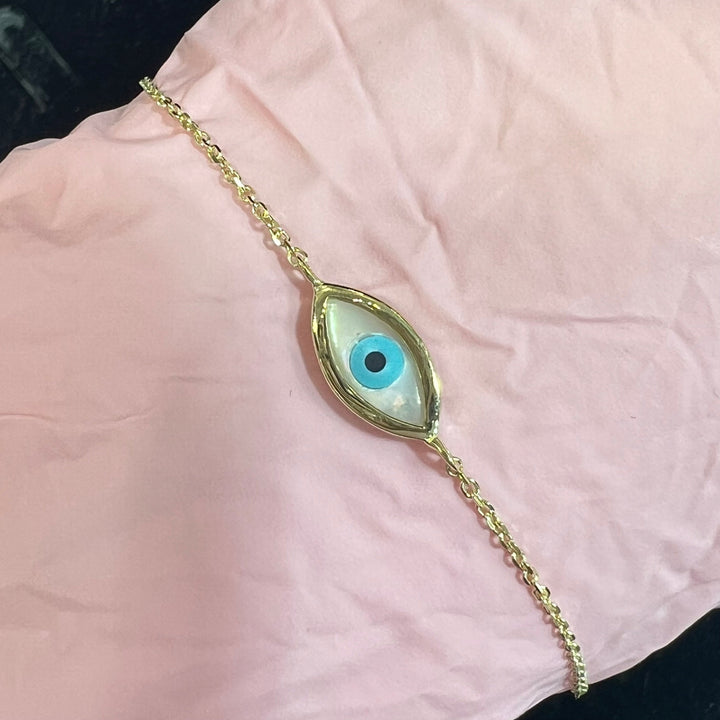 Mother of Pearl Marquise Evil Eye Bracelet