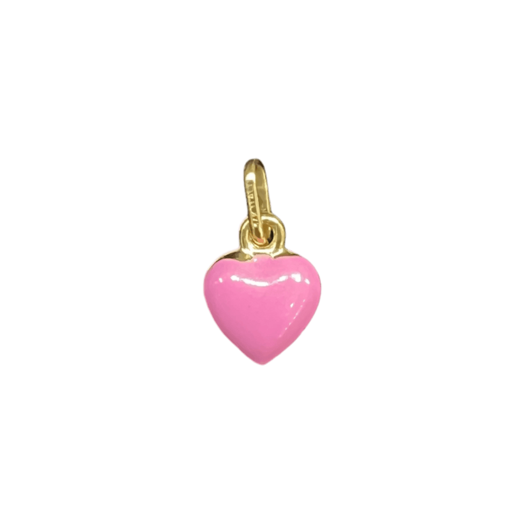 Hot Pink Mini Enamel Heart Charm - Michelle the Jeweler