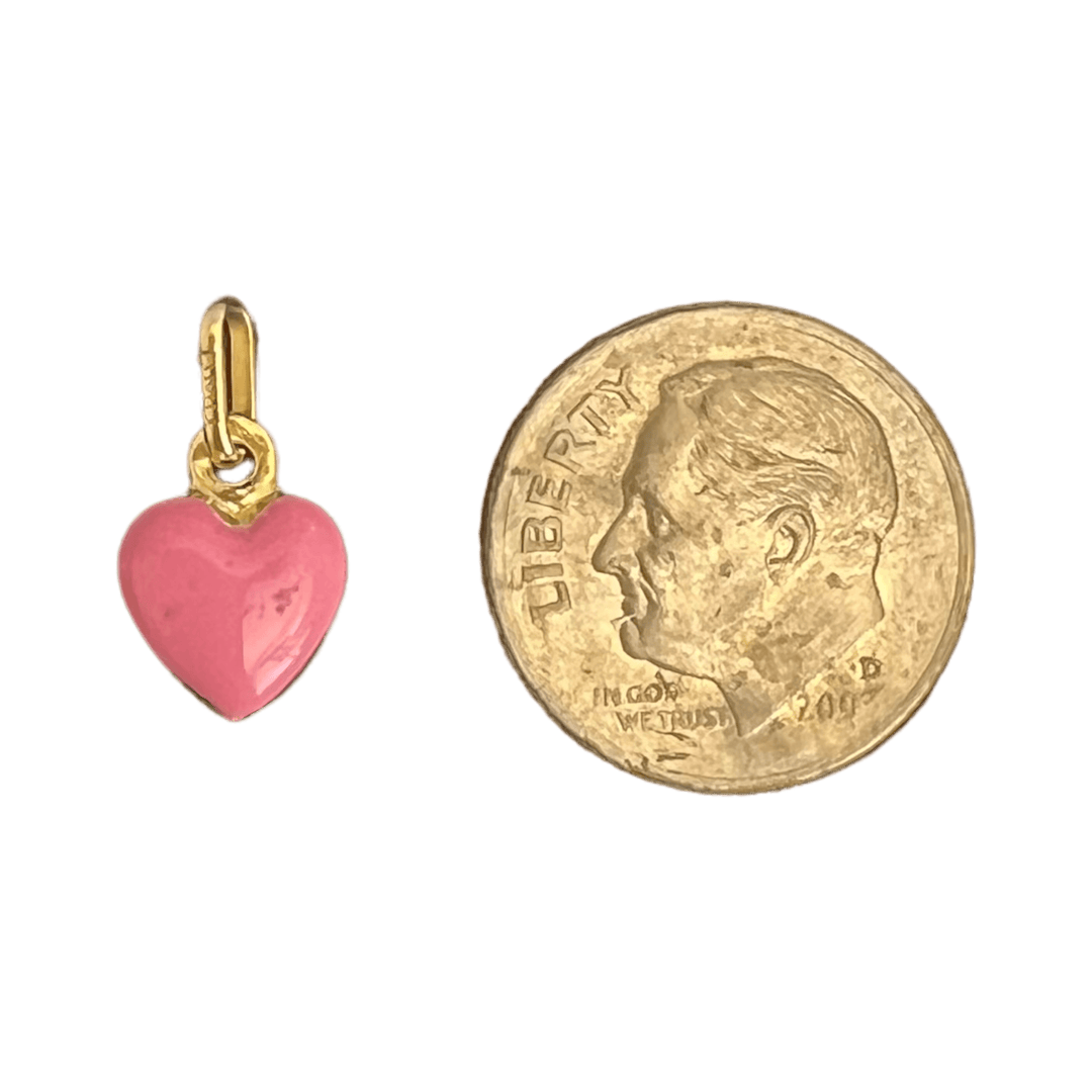 Hot Pink Mini Enamel Heart Charm - Michelle the Jeweler