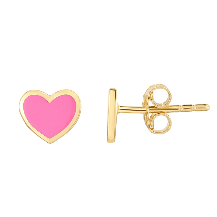 Mini Pink Enamel Heart Studs - Michelle the Jeweler