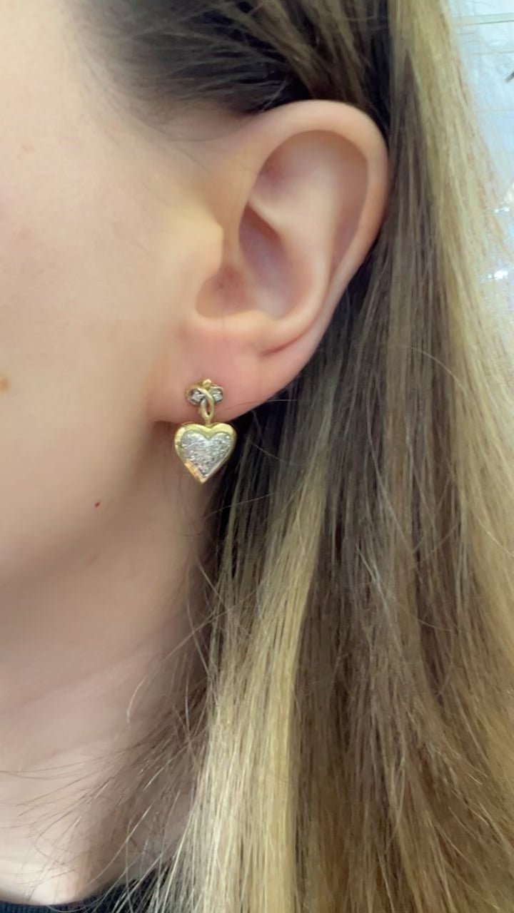 Diamond Heart Dangle Studs