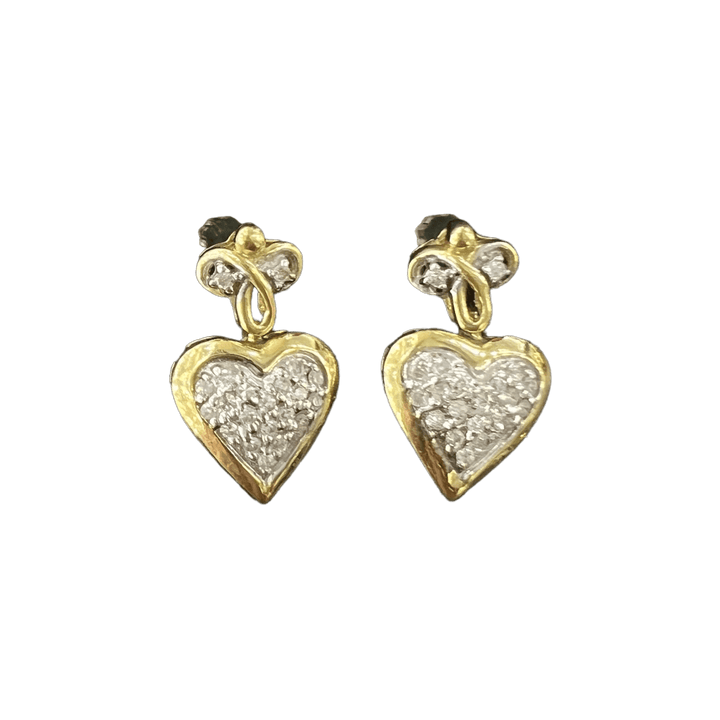 Diamond Heart Dangle Studs - Michelle the Jeweler