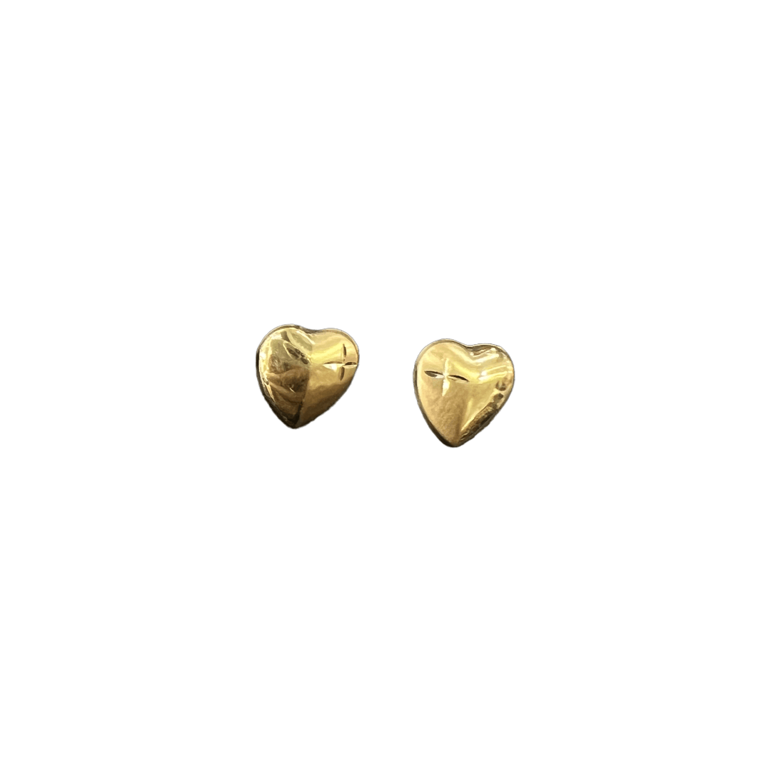 Small Puffed Sparkle Heart Studs - Michelle the Jeweler